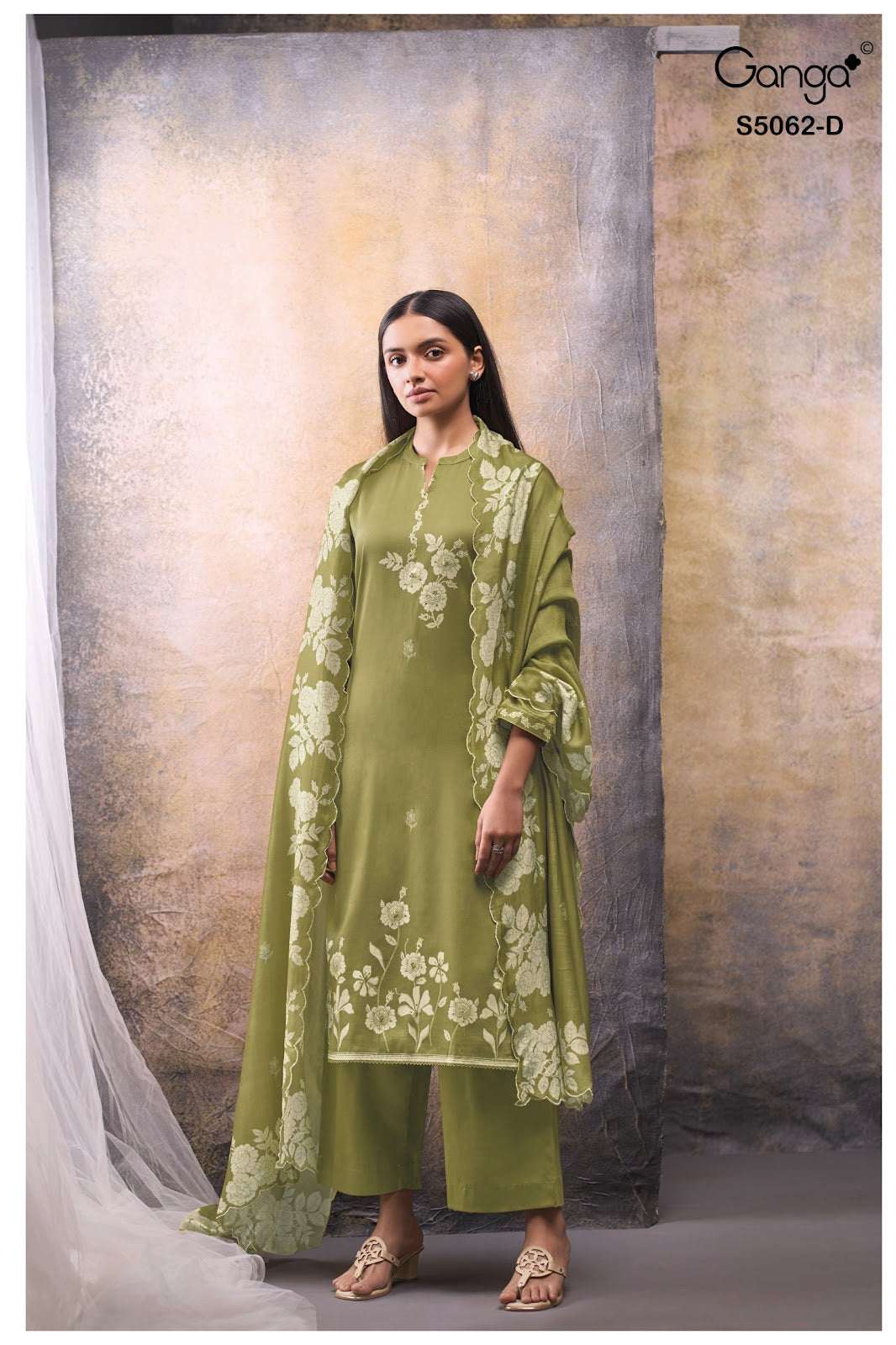 Jivisha S5062 Ganga Cotton Satin Plazzo Style Suits Wholesale Price