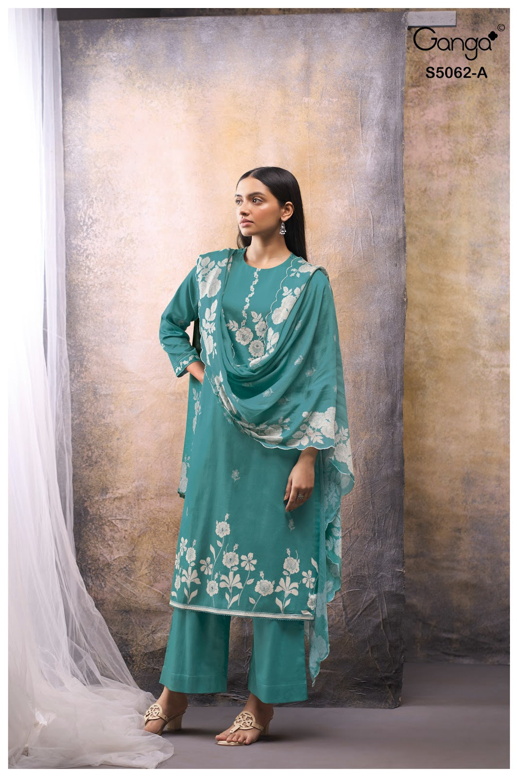 Jivisha S5062 Ganga Cotton Satin Plazzo Style Suits Wholesale Price