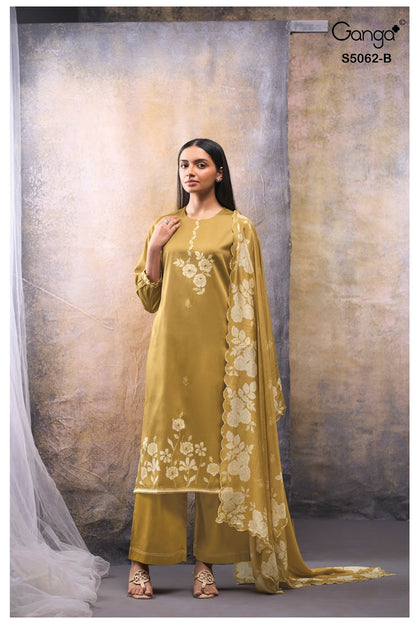 Jivisha S5062 Ganga Cotton Satin Plazzo Style Suits Wholesale Price