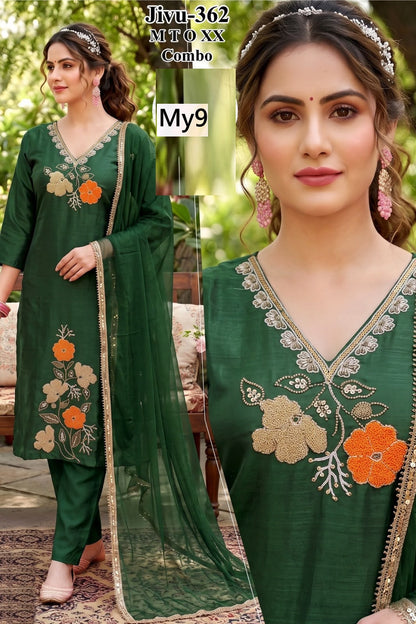 Jivu My9 Roman Readymade Pant Style Suits Exporter Gujarat