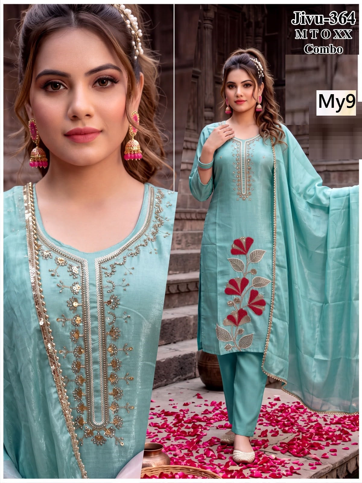 Jivu My9 Roman Readymade Pant Style Suits Exporter Gujarat