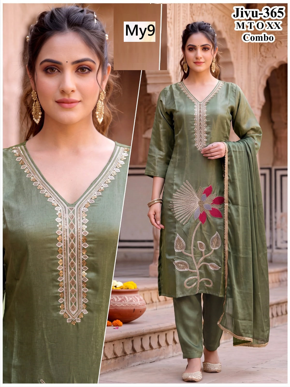Jivu My9 Roman Readymade Pant Style Suits Exporter Gujarat