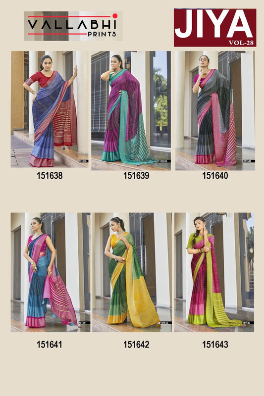 Jiya 28 Vallabhi Prints Georgette Sarees Exporter India