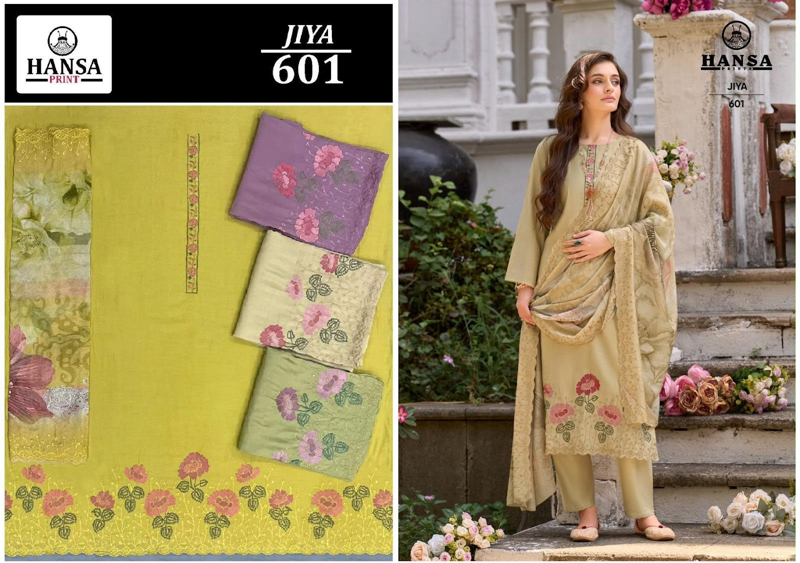 Jiya 601 Hansa Prints Muslin Pant Style Suits Exporter