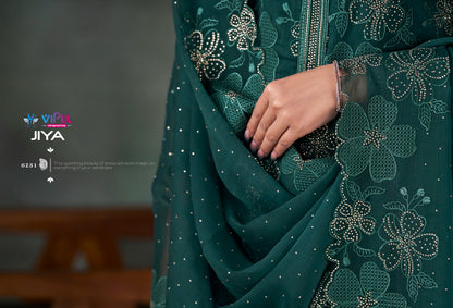 Jiya Dcat 227 Vipul Chiffon Pant Style Suits Wholesaler India