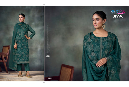 Jiya Dcat 227 Vipul Chiffon Pant Style Suits Wholesaler India