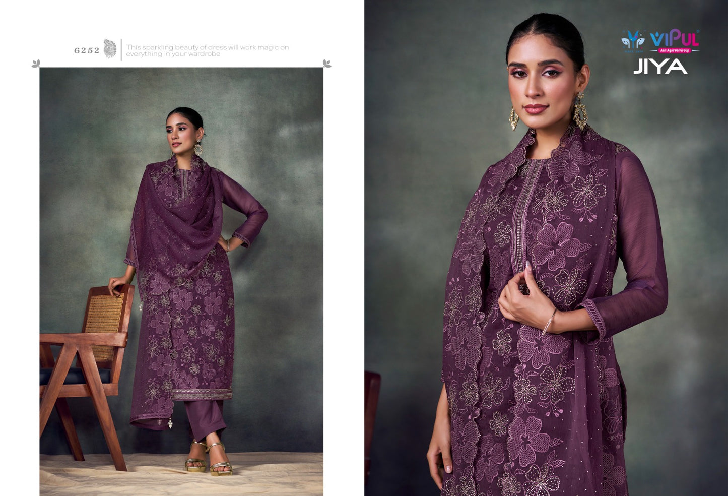 Jiya Dcat 227 Vipul Chiffon Pant Style Suits Wholesaler India