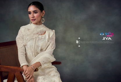 Jiya Dcat 227 Vipul Chiffon Pant Style Suits Wholesaler India