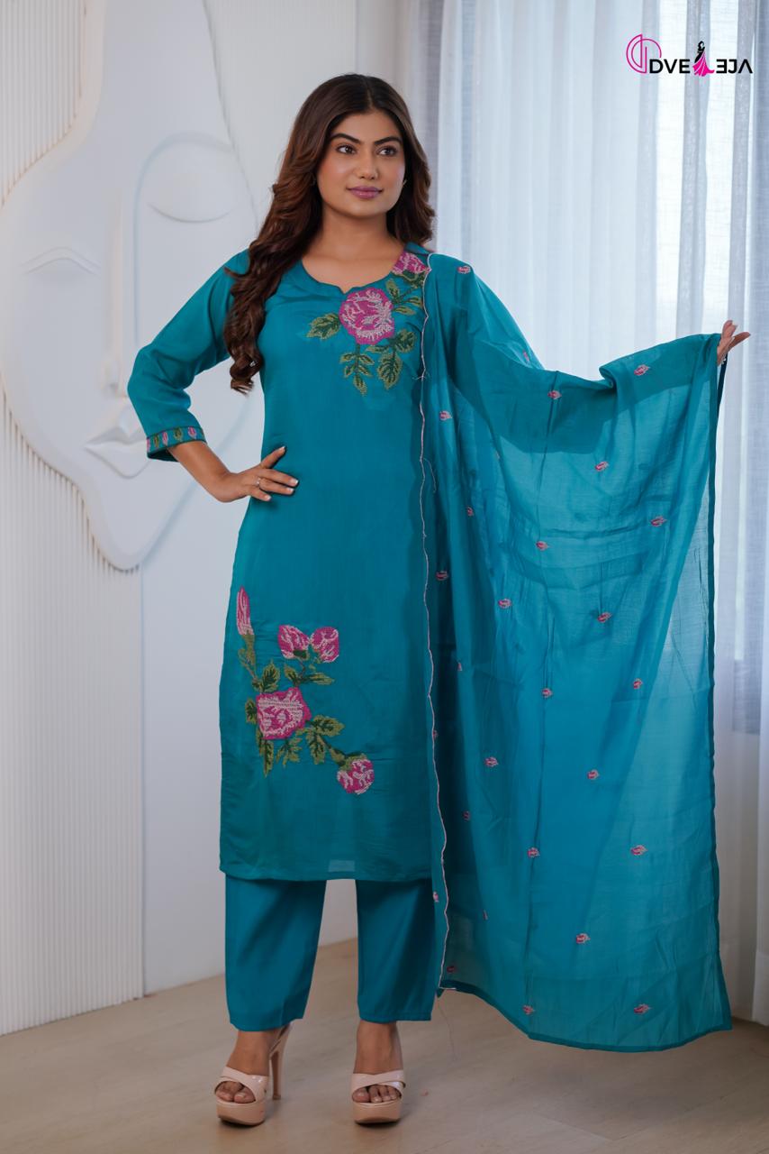 Jiya Series Dveeja Fashion Chanderi Readymade Pant Style Suits Supplier India