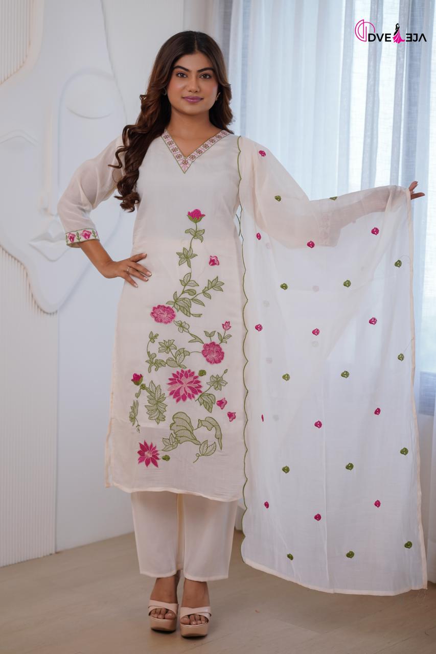 Jiya Series Dveeja Fashion Chanderi Readymade Pant Style Suits Supplier India
