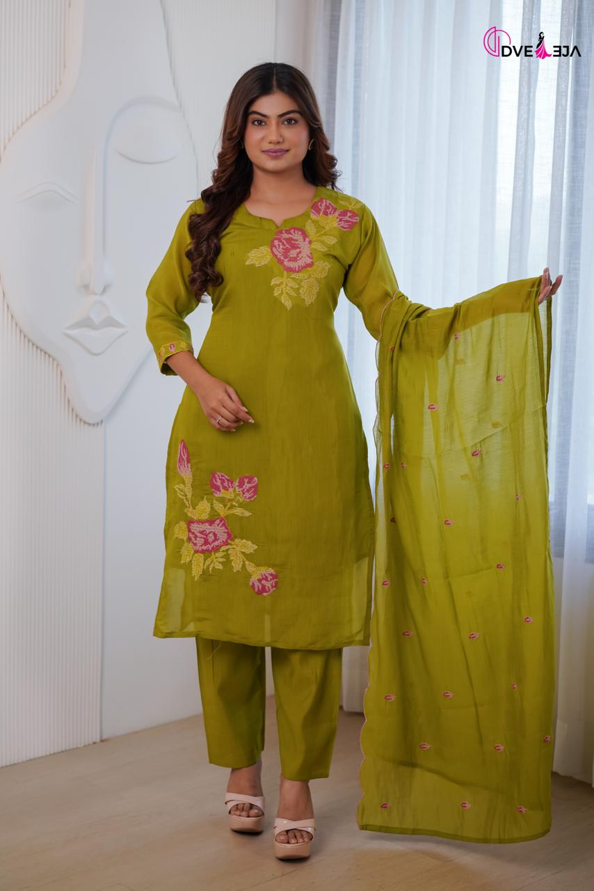 Jiya Series Dveeja Fashion Chanderi Readymade Pant Style Suits Supplier India