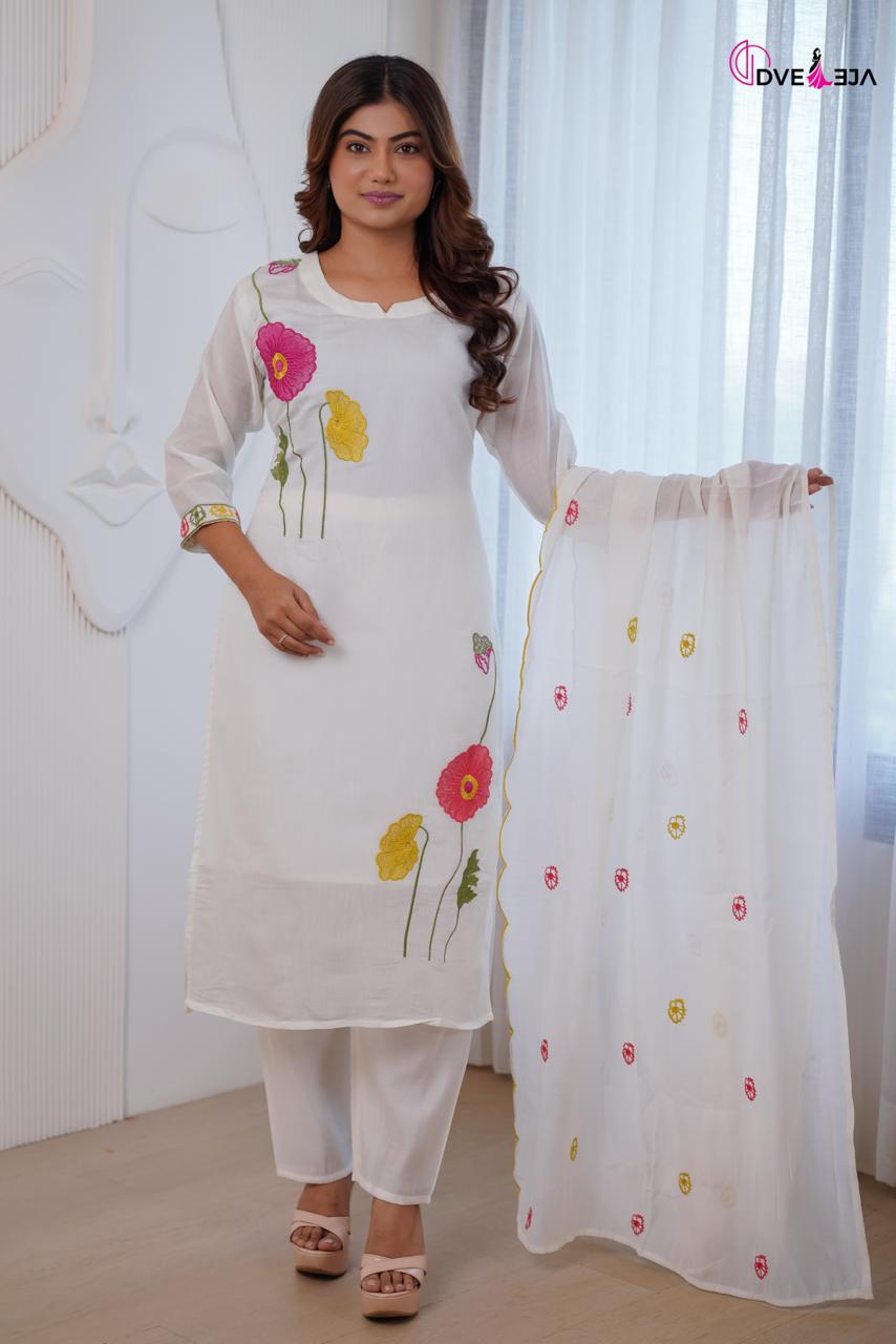 Jiya Series Dveeja Fashion Chanderi Readymade Pant Style Suits Supplier India