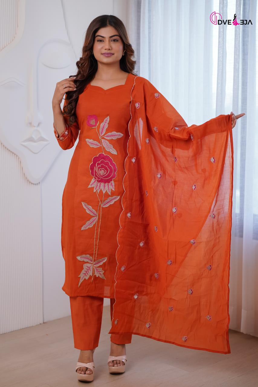 Jiya Series Dveeja Fashion Chanderi Readymade Pant Style Suits Supplier India