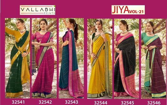Jiya Vol 21 Vallabhi Prints Moss Georgette Sarees Wholesale