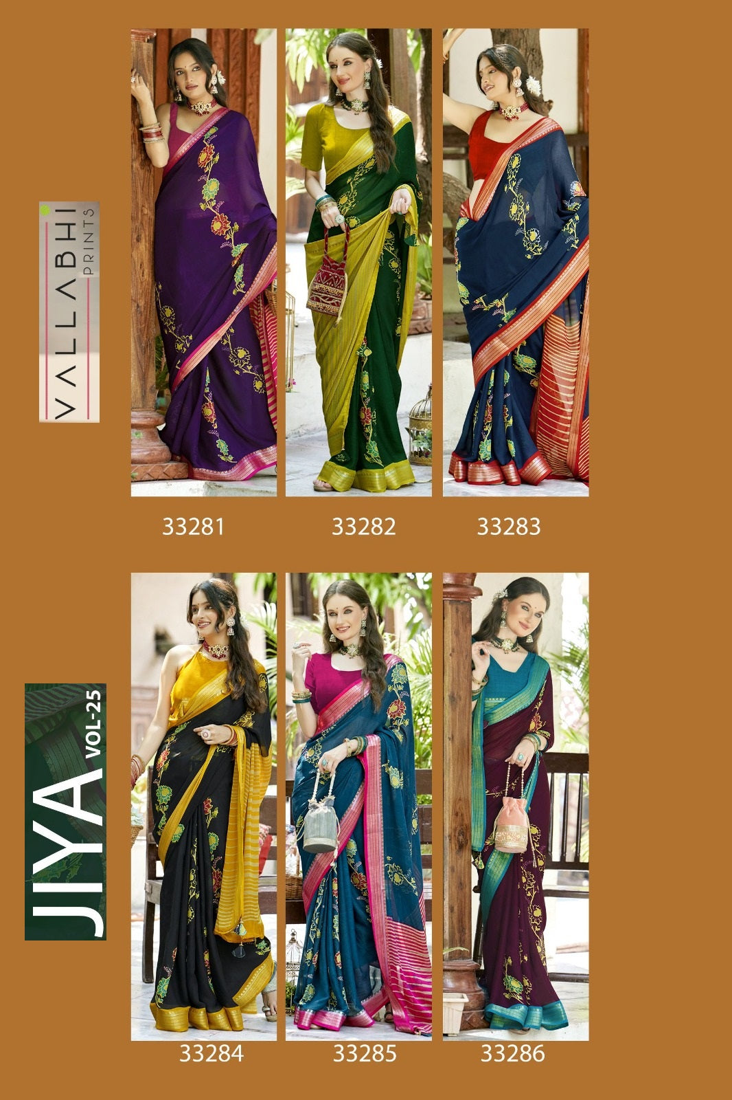 Jiya Vol 25 Vallabhi Prints Moss Sarees Wholesale