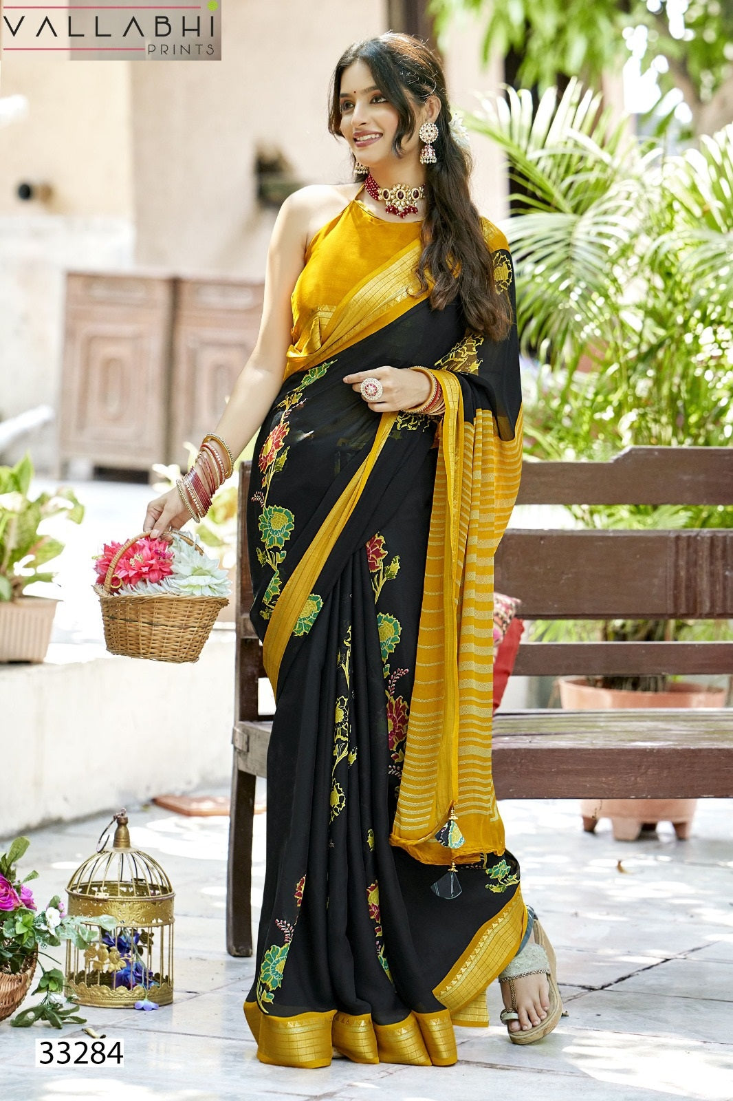 Jiya Vol 25 Vallabhi Prints Moss Sarees Wholesale