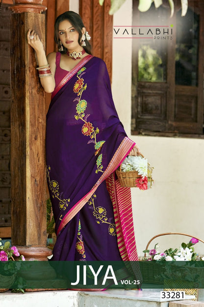 Jiya Vol 25 Vallabhi Prints Moss Sarees Wholesale