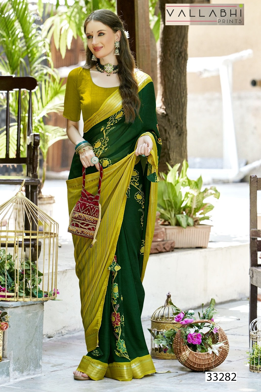 Jiya Vol 25 Vallabhi Prints Moss Sarees Wholesale