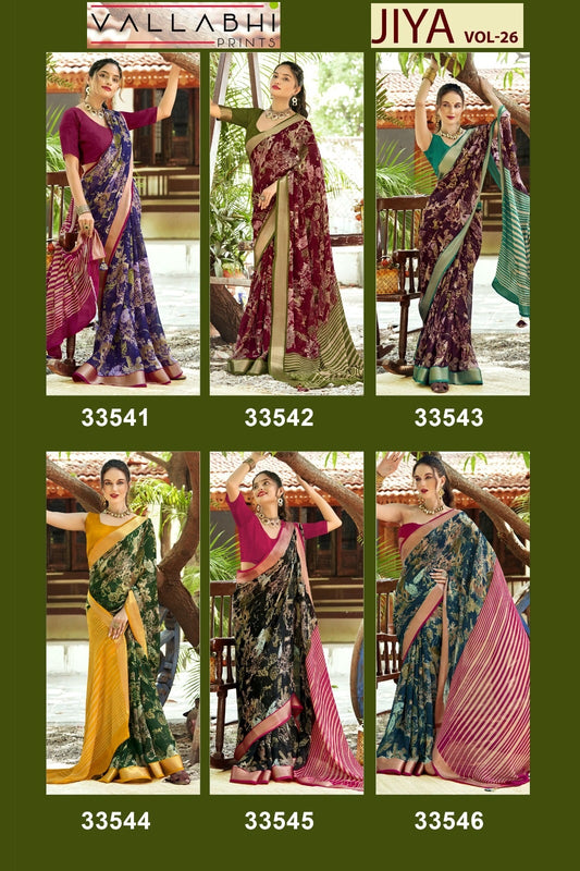 Jiya Vol 26 Vallabhi Prints Georgette Sarees Wholesaler