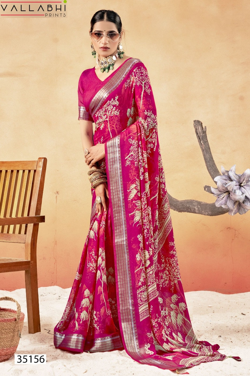 Jiya Vol 33 Vallabhi Prints Moss Sarees Manufacturer Ahmedabad