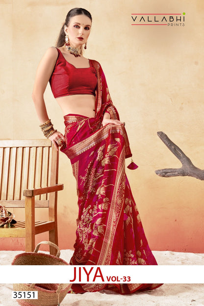Jiya Vol 33 Vallabhi Prints Moss Sarees Manufacturer Ahmedabad