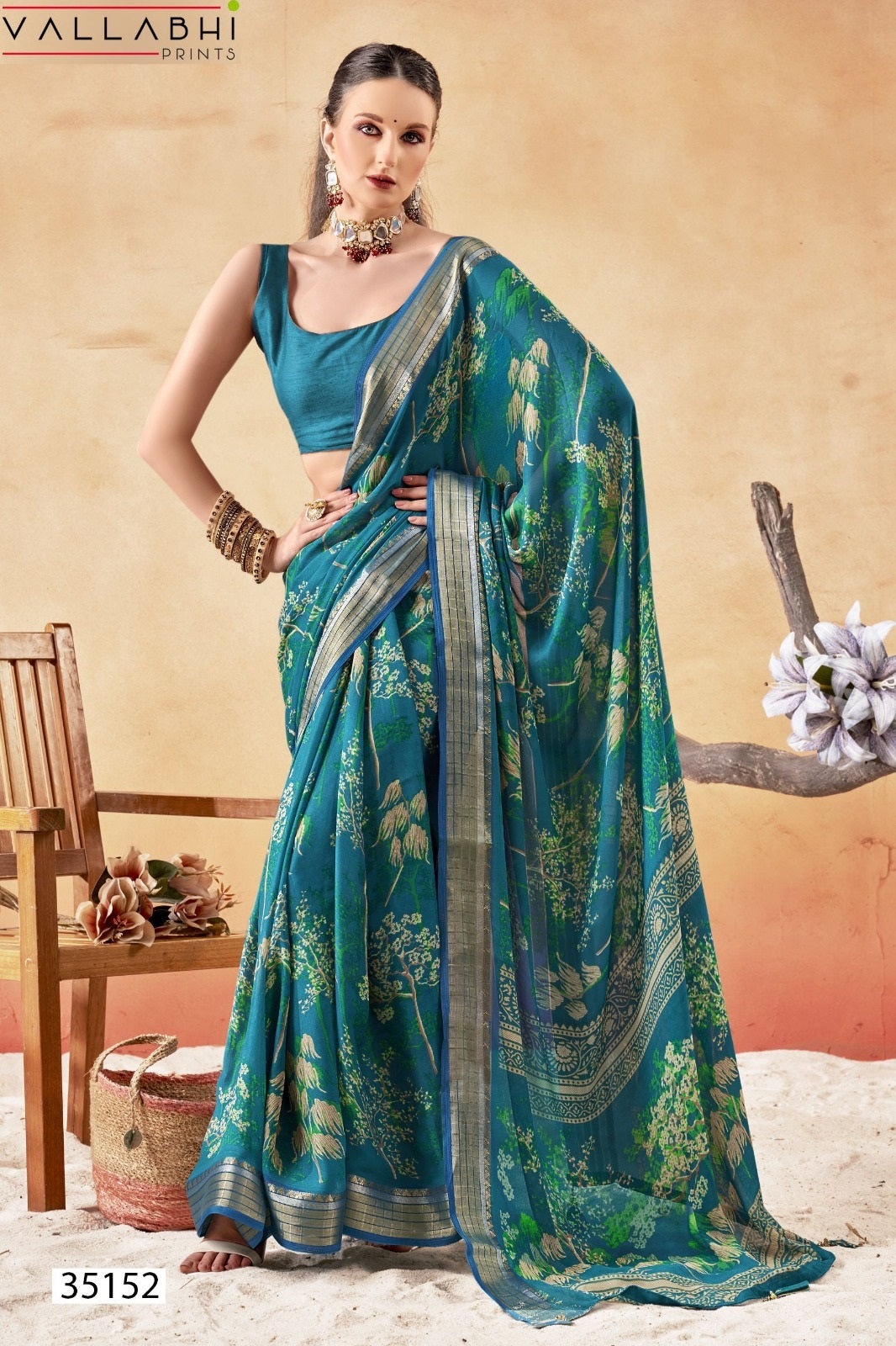 Jiya Vol 33 Vallabhi Prints Moss Sarees Manufacturer Ahmedabad