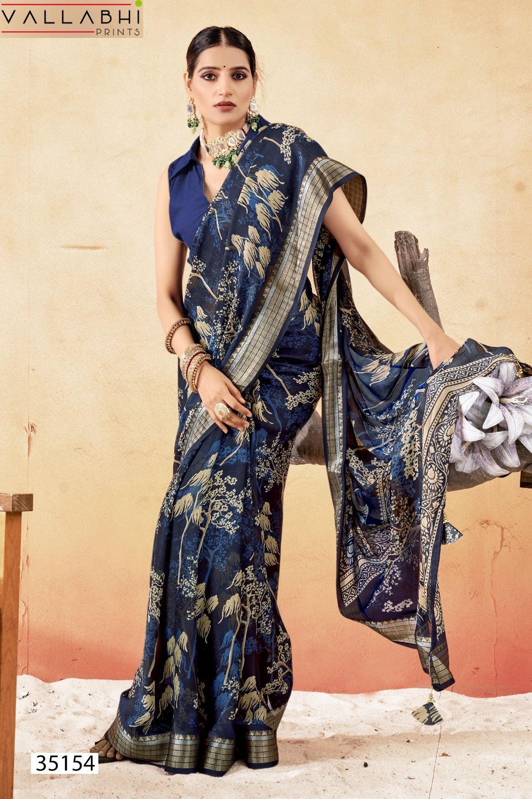 Jiya Vol 33 Vallabhi Prints Moss Sarees Manufacturer Ahmedabad