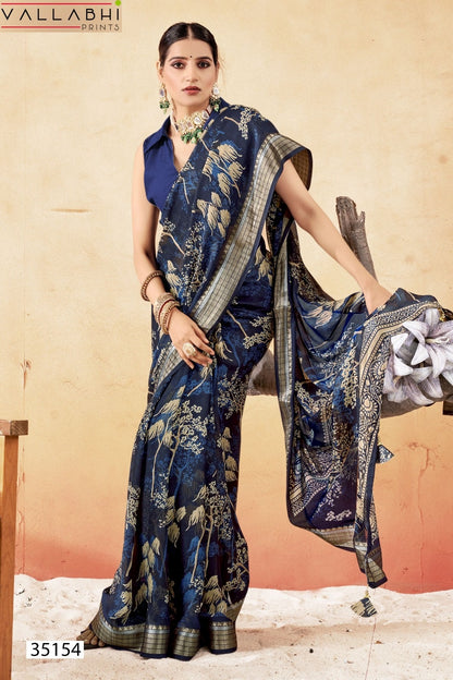Jiya Vol 33 Vallabhi Prints Moss Sarees Manufacturer Ahmedabad