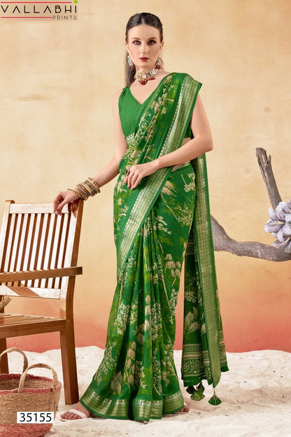 Jiya Vol 33 Vallabhi Prints Moss Sarees Manufacturer Ahmedabad