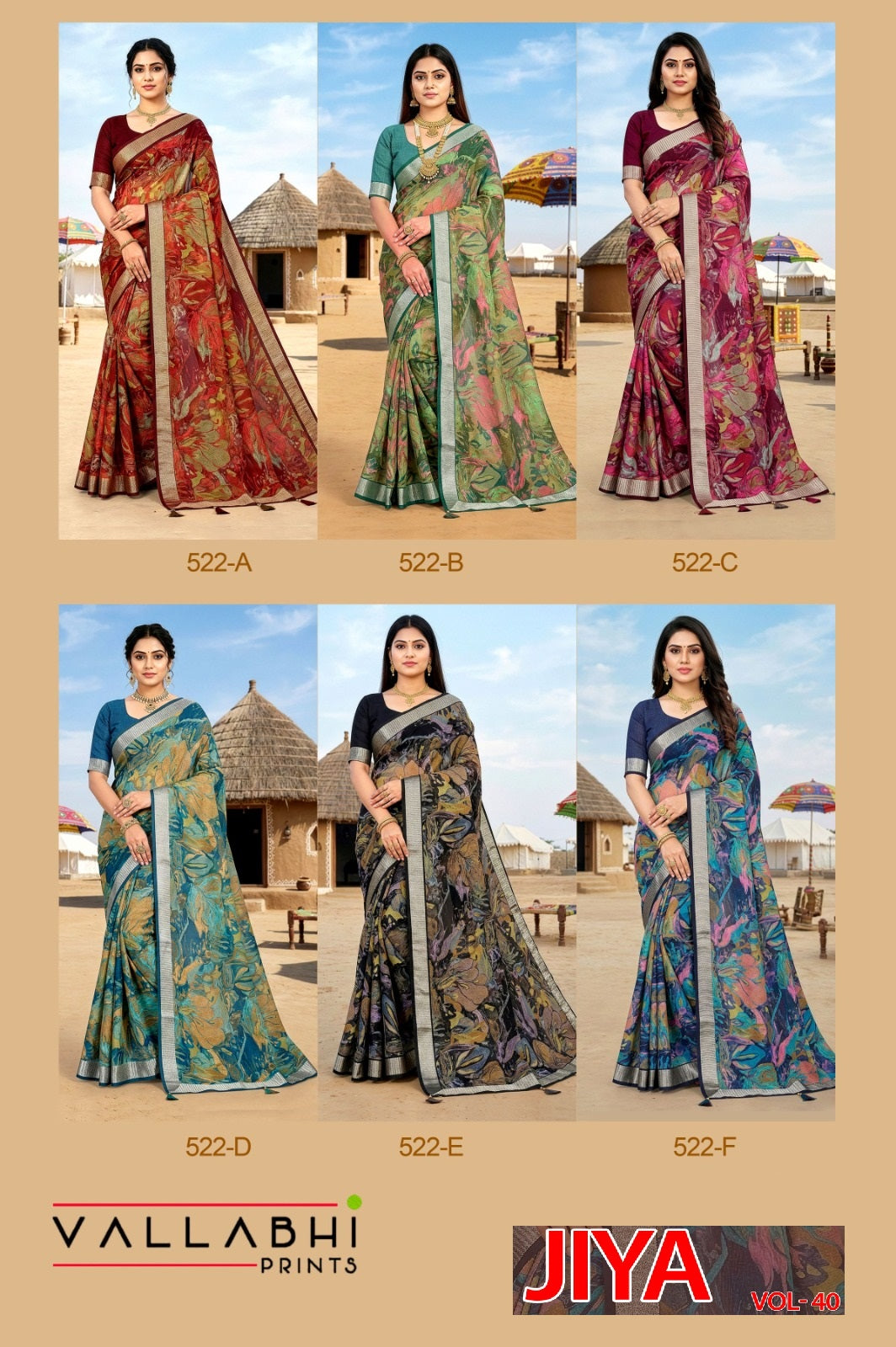 Jiya Vol 40 Vallabhi Prints Moss Sarees Wholesale