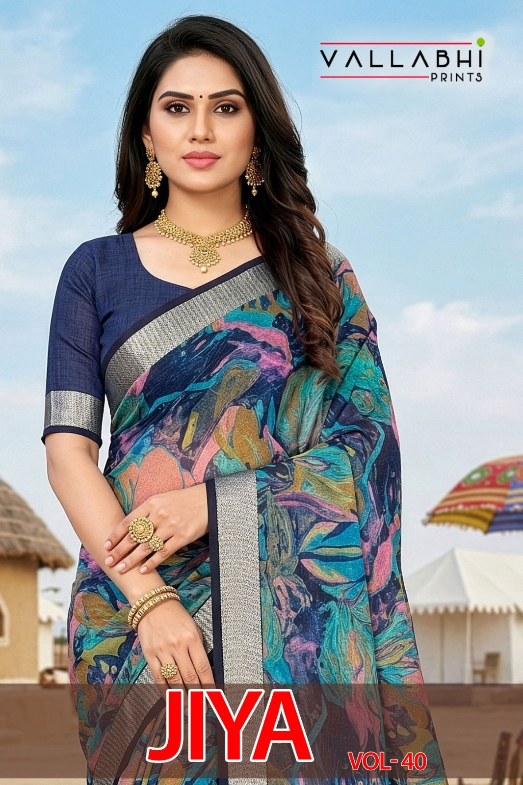 Jiya Vol 40 Vallabhi Prints Moss Sarees Wholesale