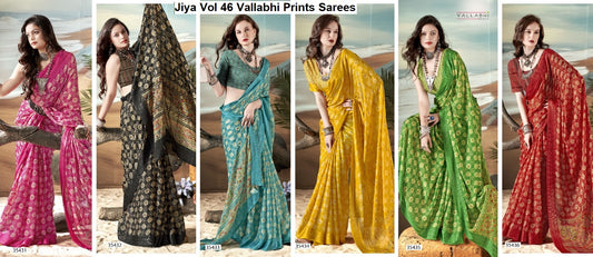 Jiya Vol 46 Vallabhi Prints Moss Sarees Wholesaler Gujarat