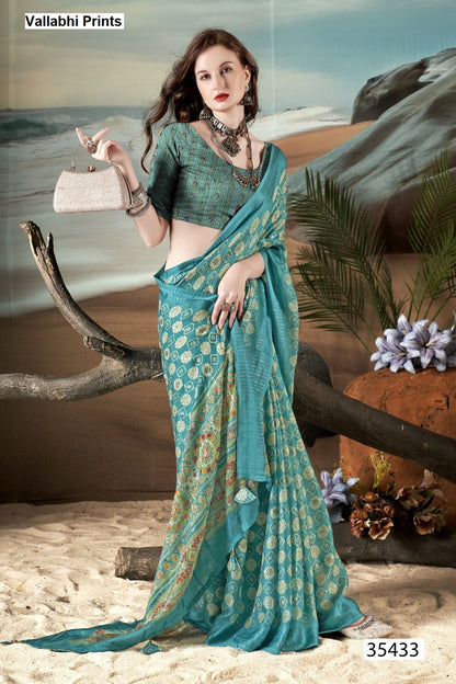 Jiya Vol 46 Vallabhi Prints Moss Sarees Wholesaler Gujarat