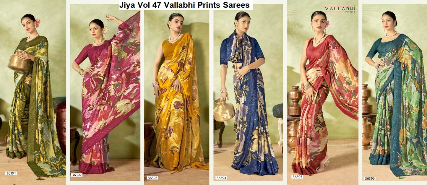 Jiya Vol 47 Vallabhi Prints Moss Sarees Exporter Gujarat