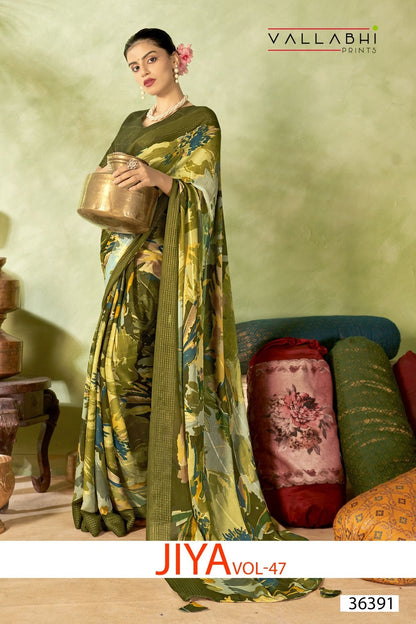 Jiya Vol 47 Vallabhi Prints Moss Sarees Exporter Gujarat