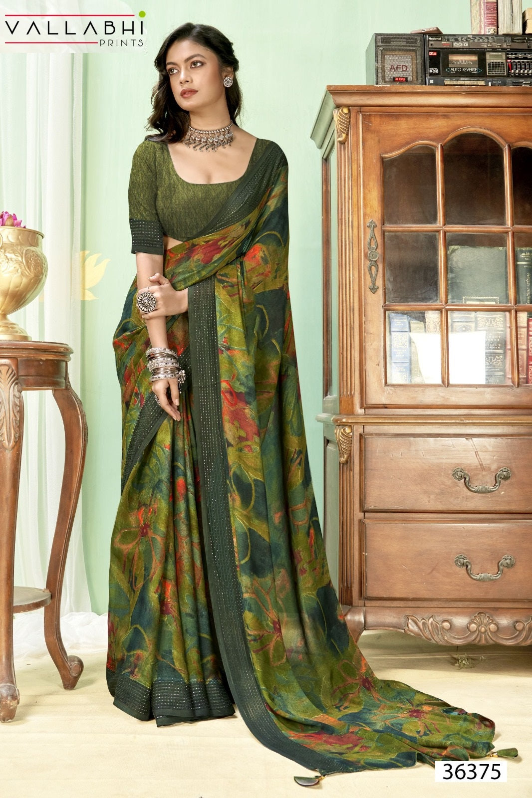 Jiya Vol 48 Vallabhi Prints Moss Sarees Wholesale Price