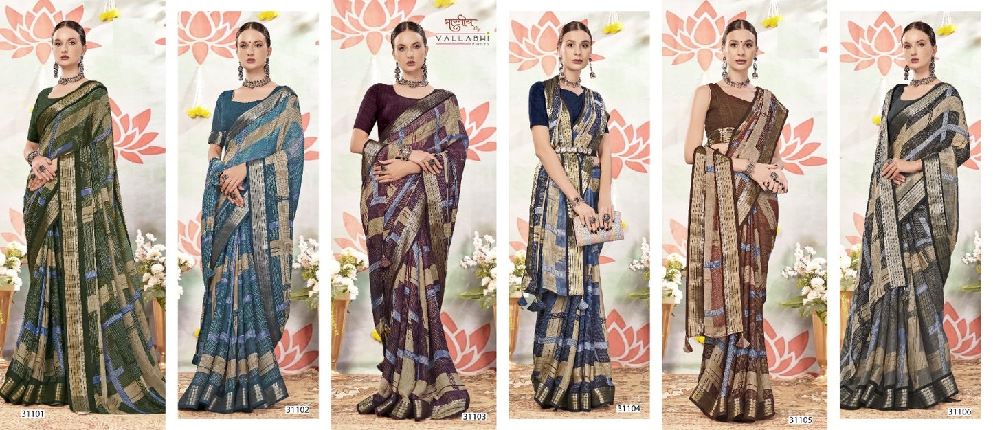 Jiya Vol 8 Vallabhi Prints Moss Sarees Wholesaler