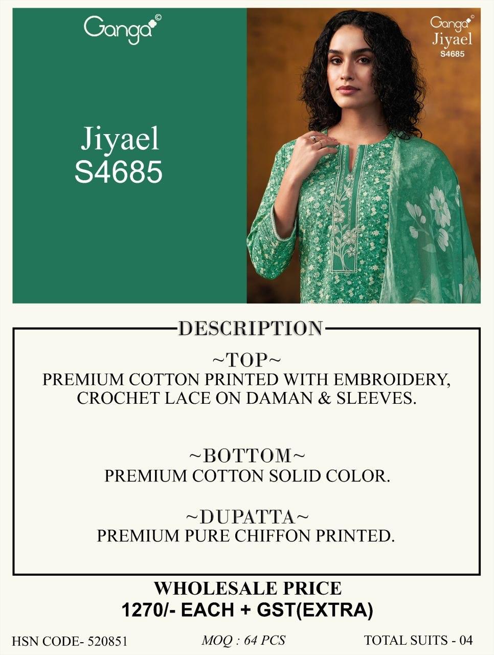Jiyael 4685 Ganga Cotton Pant Style Suits Manufacturer