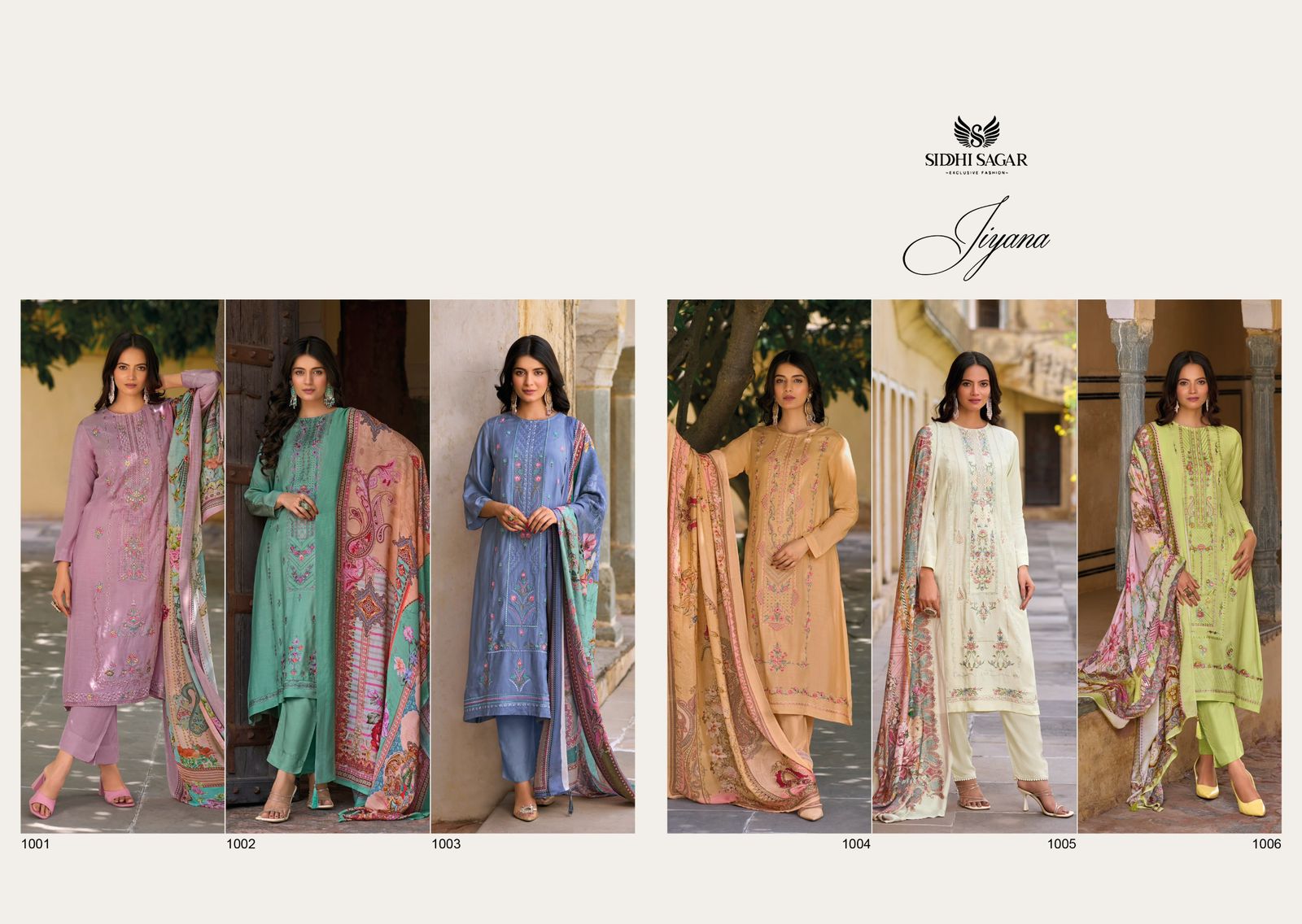 Jiyana Siddhi Sagar Pure Bemberg Pant Style Suits Exporter Ahmedabad