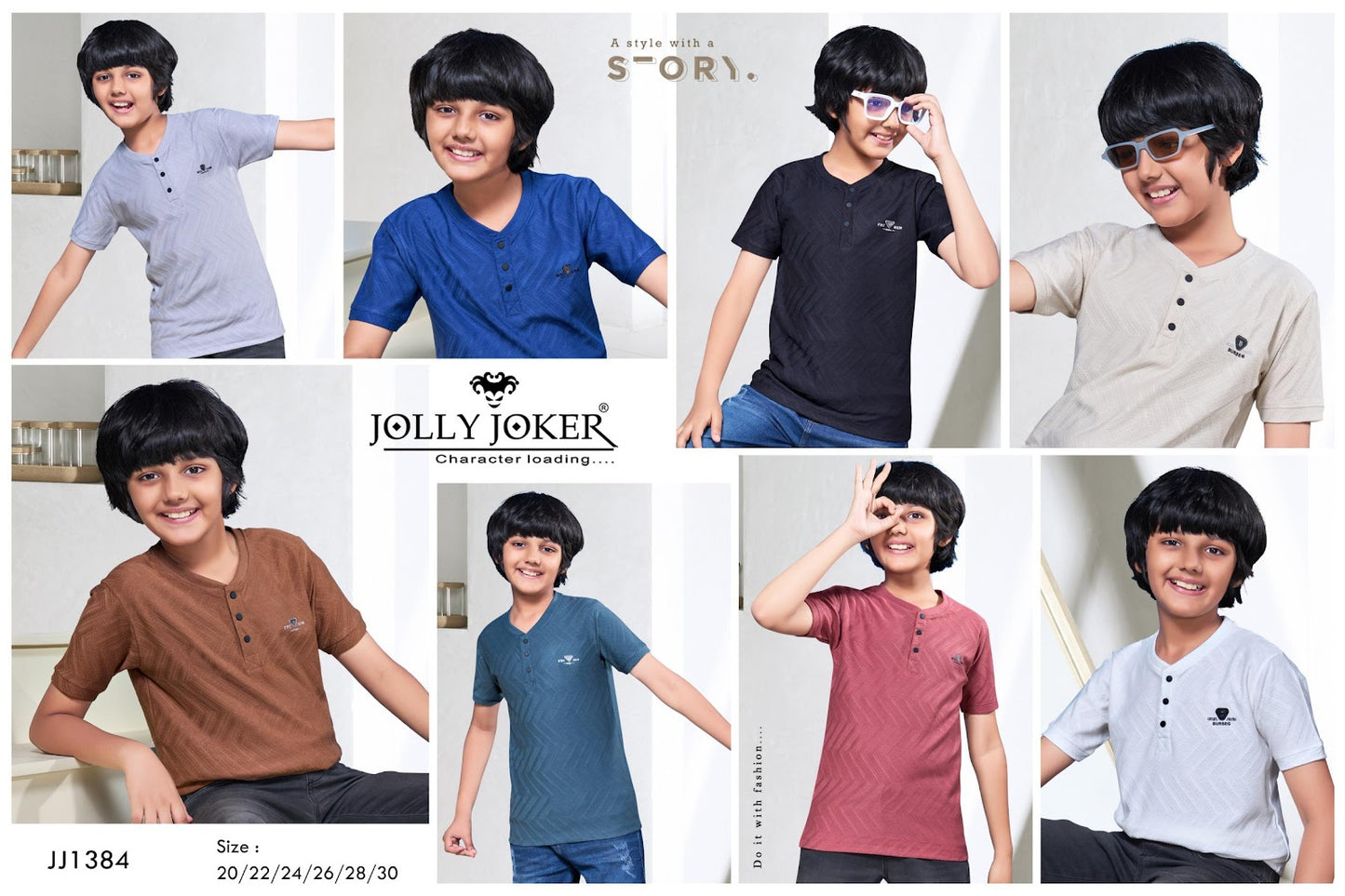 Jj 1384 Jolly Joker Jacquard Boys Tshirt Wholesaler Gujarat