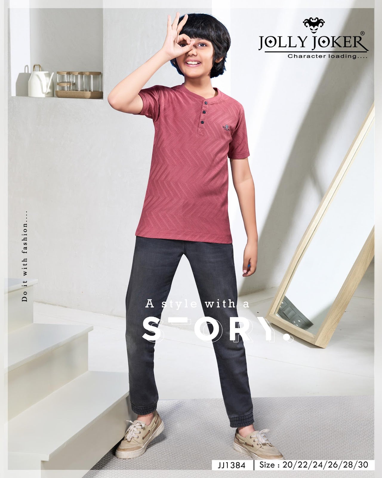 Jj 1384 Jolly Joker Jacquard Boys Tshirt Wholesaler Gujarat