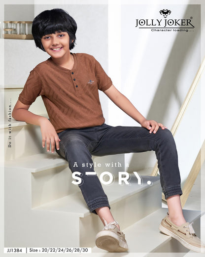 Jj 1384 Jolly Joker Jacquard Boys Tshirt Wholesaler Gujarat