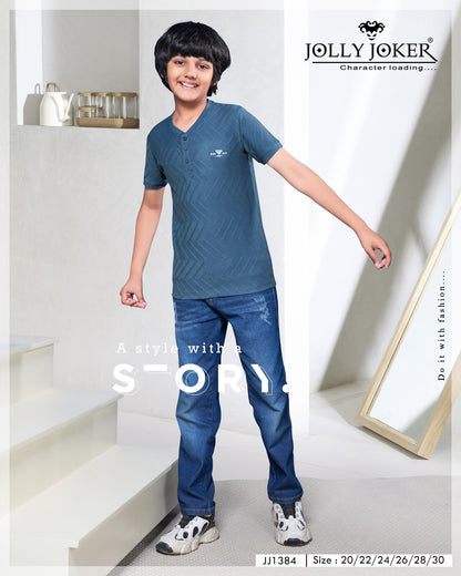 Jj 1384 Jolly Joker Jacquard Boys Tshirt Wholesaler Gujarat