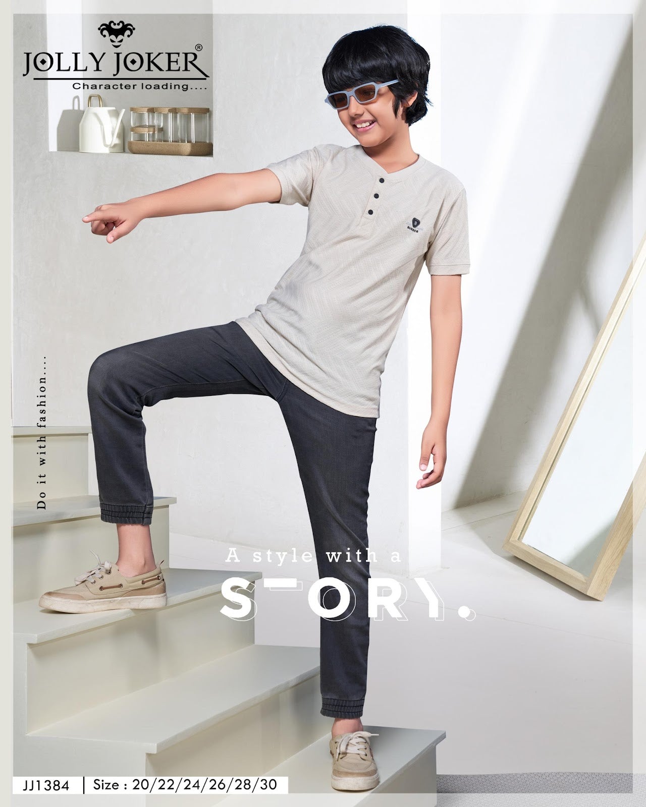 Jj 1384 Jolly Joker Jacquard Boys Tshirt Wholesaler Gujarat