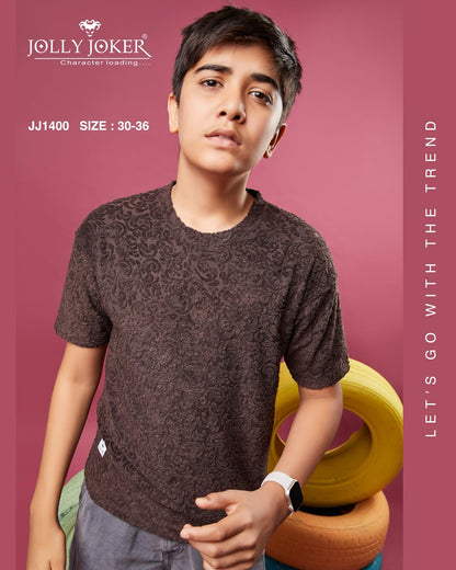 Jj 1400 Jolly Joker Jacquard Boys Tshirt Manufacturer Ahmedabad