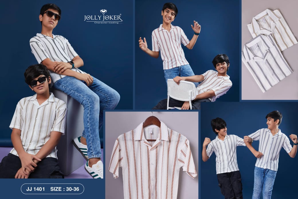Jj 1401 Jolly Joker Jacquard Boys Shirt Supplier India