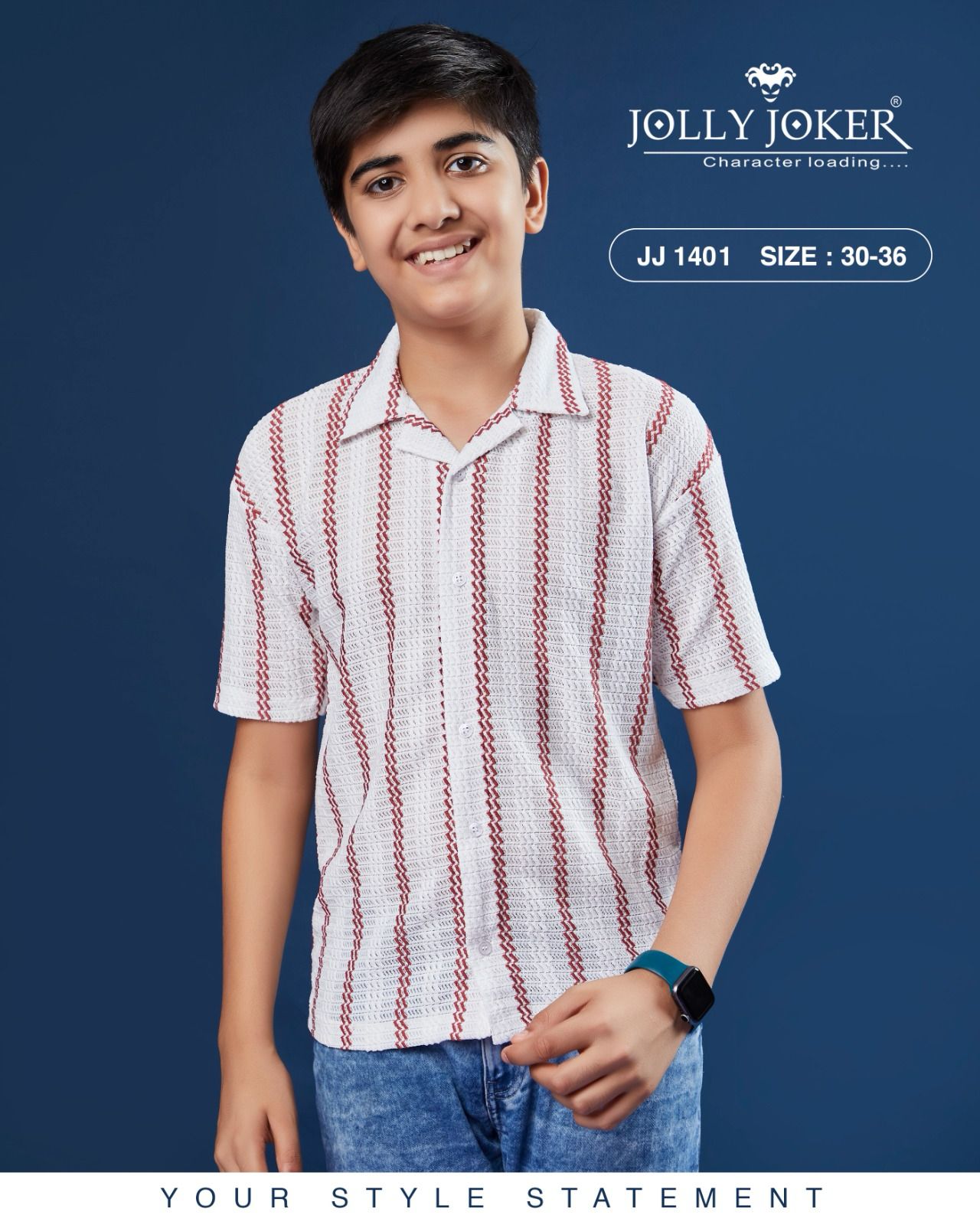 Jj 1401 Jolly Joker Jacquard Boys Shirt Supplier India