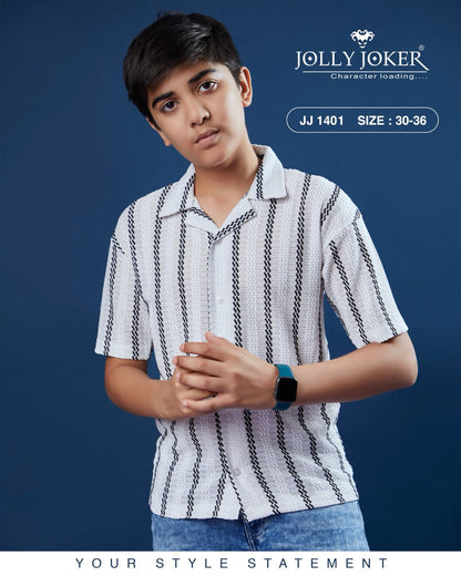 Jj 1401 Jolly Joker Jacquard Boys Shirt Supplier India
