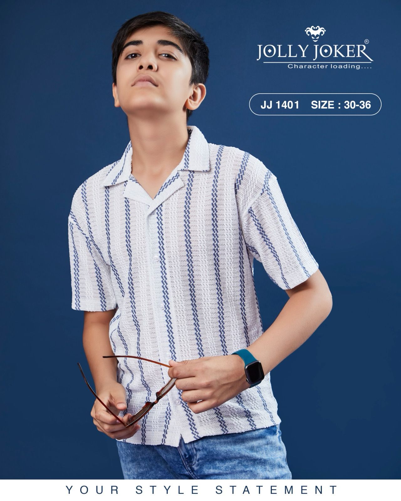 Jj 1401 Jolly Joker Jacquard Boys Shirt Supplier India
