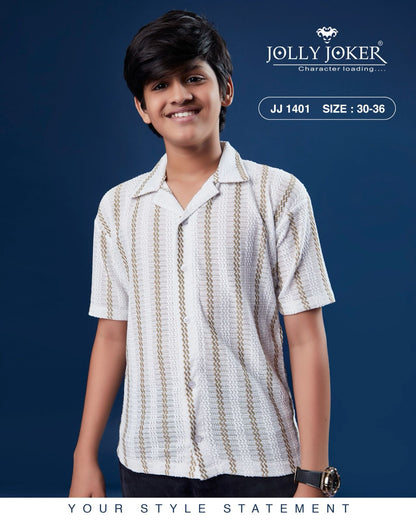 Jj 1401 Jolly Joker Jacquard Boys Shirt Supplier India